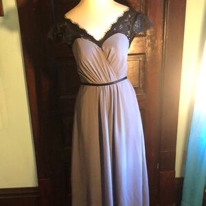 Christina Wu size 2 grey and black whimsy goth maxi formal dress style #22764